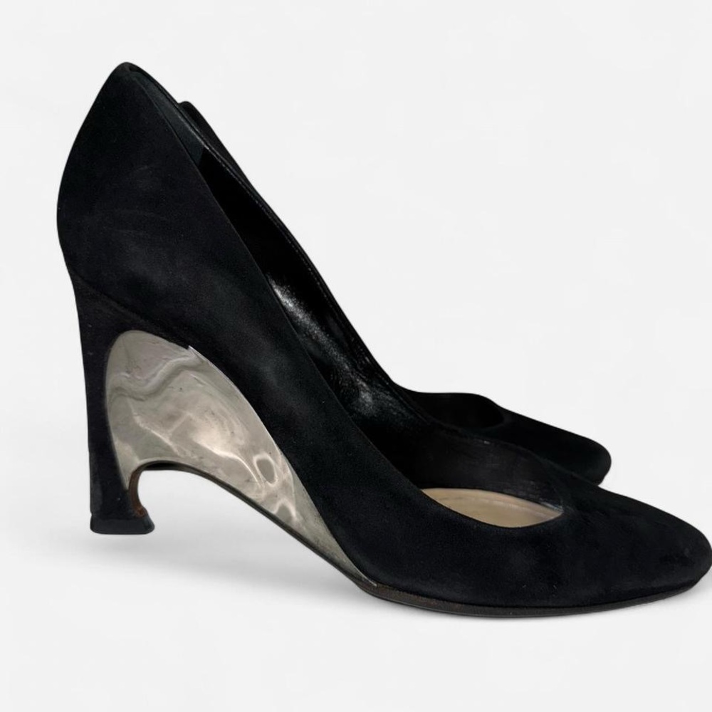 Dior Black Mirror Wedge Heels